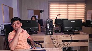 busty secretary knows how to earn an extra bonus for keeping bosss son happy