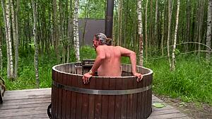 we had wild outdoor bath sex with a cute blonde amateur