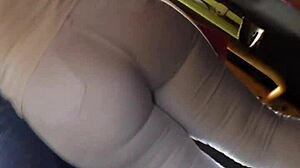 hidden camera captures amateur with big ass on the bus