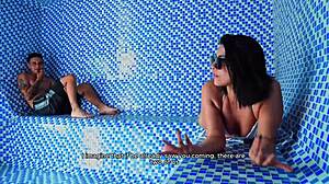 big ass colombian milf meets young guy in public sauna, featuring kylei ellish and dani clark