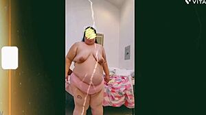 Mature Cougar Dances Topless