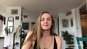 Sexy Sarah fingers herself to orgasm.