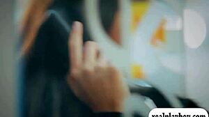 sexy brunette babe moans loudly. she finger fucks her hairless shaved pussy in solo masturbation