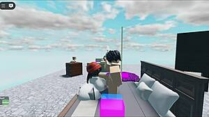 Whore hooks up with huge white boy in roblox collab