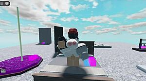 Whore hooks up with huge white boy in roblox collab