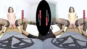 young tattoed german chubby with glasses rides in pov