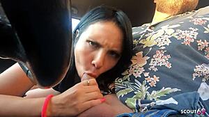 curvy girl seduces for private fuck in car hotel