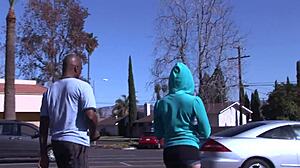 Cute blonde Nicole lounges in outdoor water before fucking her man