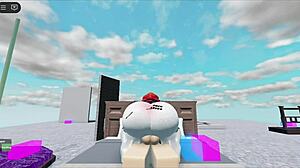 Whore hooks up with huge white boy in roblox collab