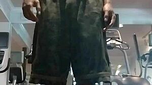 21-year-old teacher works out in dorm with roommate watching.