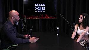 Safada shows off chest tattoos after saying she values small achievements, likes fingering ass, slaps, and blowjobs - Bibi Hourani watch on sheer red.