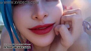 league of legends jinx cosplay pool kiss pov titjob and facial cum uncensored hentai ai generated