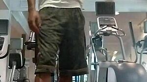 21-year-old teacher works out in dorm with roommate watching.