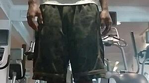 21-year-old teacher works out in dorm with roommate watching.