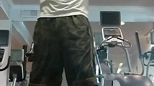 21-year-old teacher works out in dorm with roommate watching.