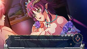 nice cumshot for greedy succubus with big tits