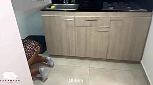 Chubby Blonde Engages in Sex with Young Guy in Laundry Room