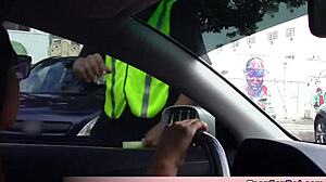 Petite teen Joseline handles parking tickets with her blowjob skills outdoors anytime