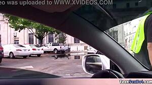 Petite teen Joseline handles parking tickets with her blowjob skills outdoors anytime