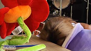 Playful sexy 18 years old teen seduces grandpa and fucks him hard then swallows cum