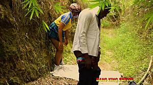 Ebony african tribe woman working outdoor with big cock pornstar