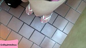 Stay at my feet while i piss my toilet dog