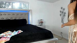 peace and love with dildo play for petite brunette in solo session 😊