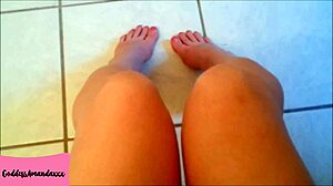 Stay at my feet while i piss my toilet dog