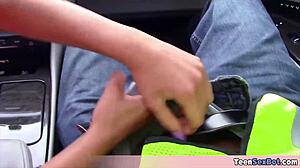 Petite teen Joseline handles parking tickets with her blowjob skills outdoors anytime