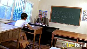 Perv teacher ass fucks his sweet slender student in hardcore session
