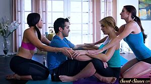 Curvy teen sucks and fucks hard after yoga