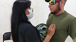 Latina doctor in military hospital consultation