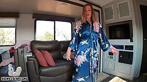 Stepson soothes nudist stepmom's sunburn with big cock.