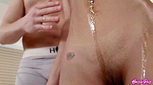 Jay relentlessly pounds Clara's pussy. Then he coats her tits with cum.