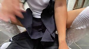 Perverted stepfather catches stepdaughter washing underwear, rams cock into pussy.