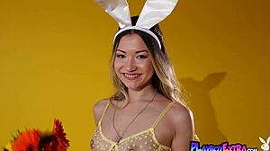 Petite asian teen 18+ bunny kelly lu stripping and posing nude for playboy