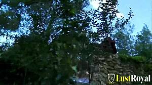 young french blonde cristal bardzo gets fucked by monk in woods