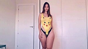 Curvy latina student on webcam with blonde teen