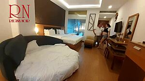 lick the navel and pussy of a beautiful slut, he poured the drink into her navel and drank it