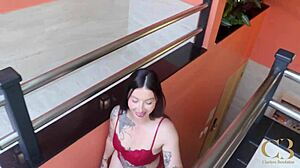 This shy brazilian inked milf takes bbc in her ass for the first time.