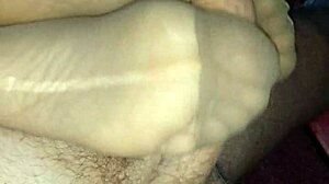 Filling Nylonsocks With Cum After Stocking Footjob