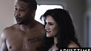 adult time - pregnant girl laney grey gets massive creampie fucked by interracial nudist couple