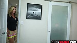 Horny wife fucks bellboy while cuckold husband watches