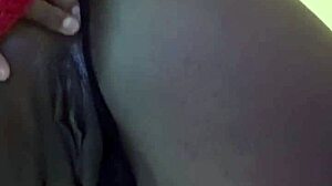 Homemade amateur ebony performs solo with dildo