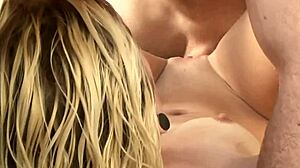 blonde teen handles shower with big cock handjob and cumshot facial