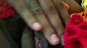 Homemade amateur ebony performs solo with dildo