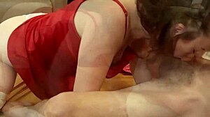 French amateur pink corset red satin tight dress satin lingerie outfit satin white thong leather upskirt stockings high heels rimming deepthroat cumshot