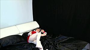 i unwrap the christmas present in stockings and lingerie