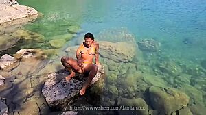 Damiana Brazilian takes naked bath fucking in lake Italy