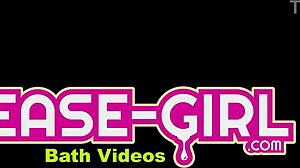 Sexy college student enjoys relaxing bath